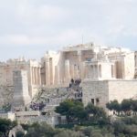 Crowds filing into the Acropolis