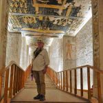 Indiana Jones with a lavender water bottle