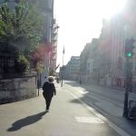 Ellen en route to the bus stop