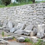 Debris stacked along the wall