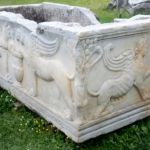 Sphinx adornment on crypt