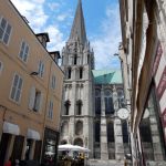 Chartres Cathedral between old buildings